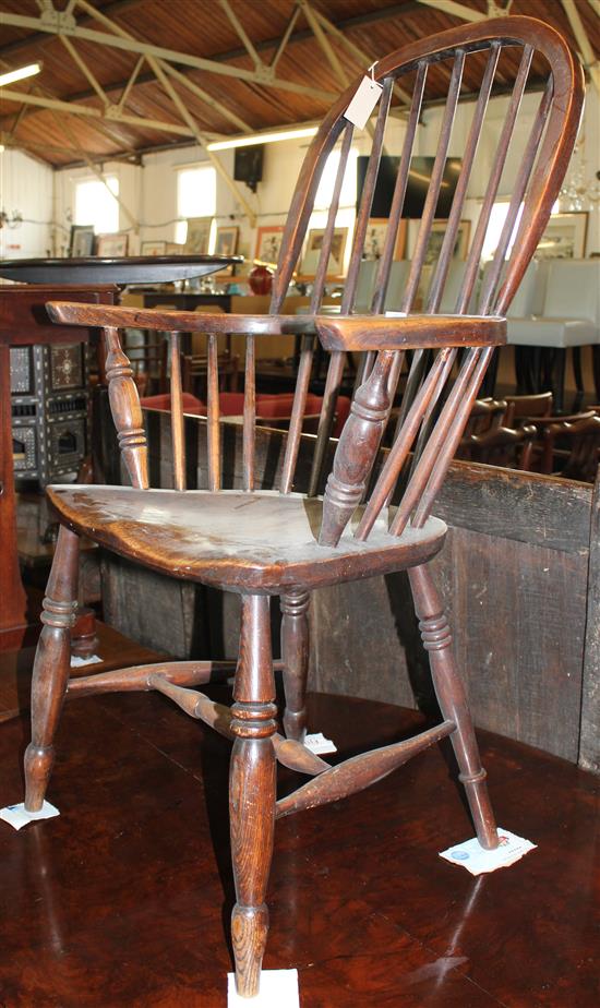 Ash and elm high back Windsor armchair